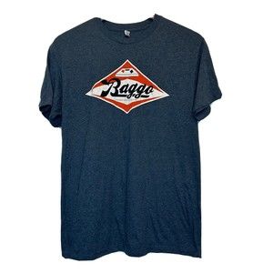 BAGGO T-Shirt Medium Unisex Tee Blue Gray Logo Surfs Up Beach Game Corn Hole